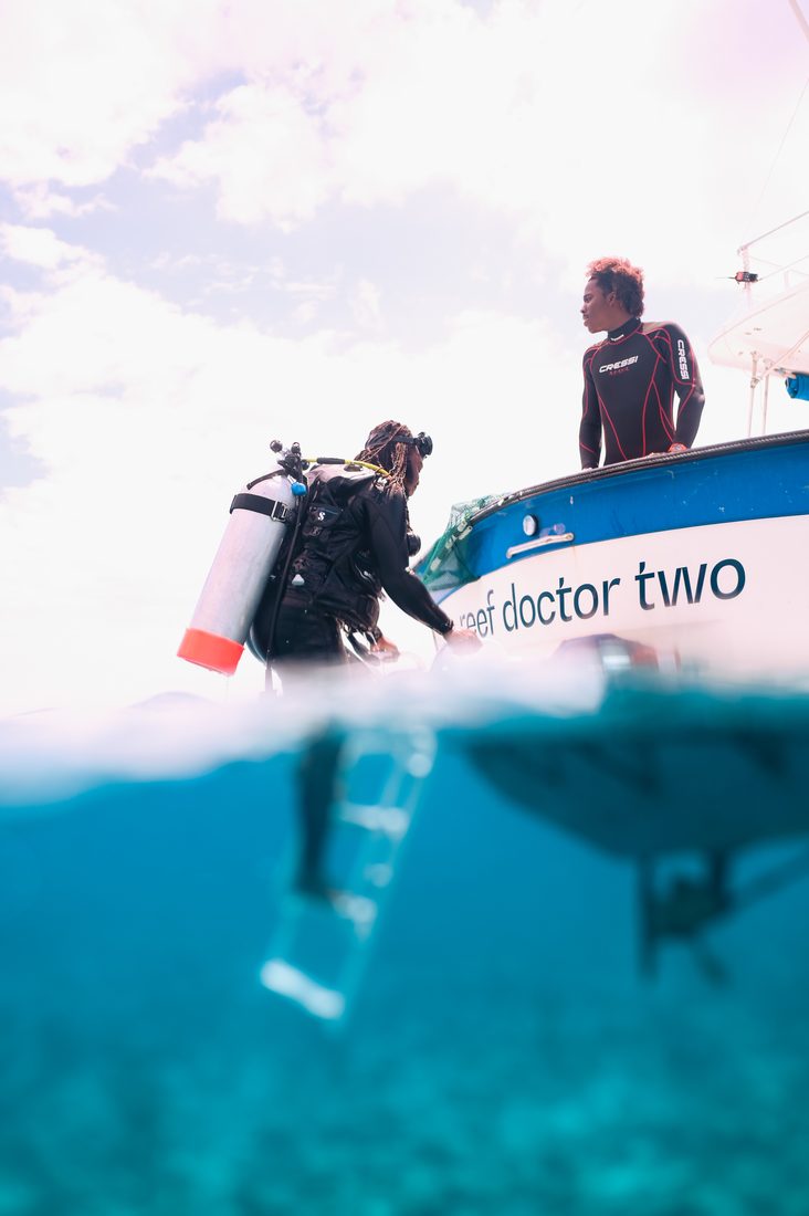 Coral Vita dive team at the boat